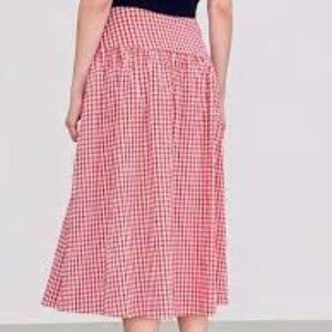 Cider Gingham Midi Skirt Large Red White NEW